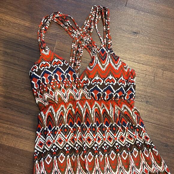 Pink Rose Maxi printed Dress, padded bra,elastic under bra area so extended more - Picture 2 of 7